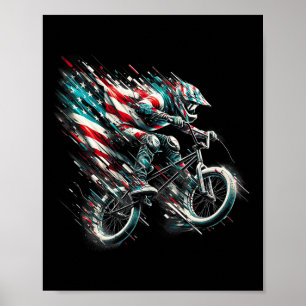 Bmx American Flag Usa - Bmx Vintage Distressed Bmx Poster