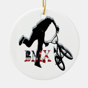 BMX American style 2, Copyright Karen J Williams Ceramic Tree Decoration