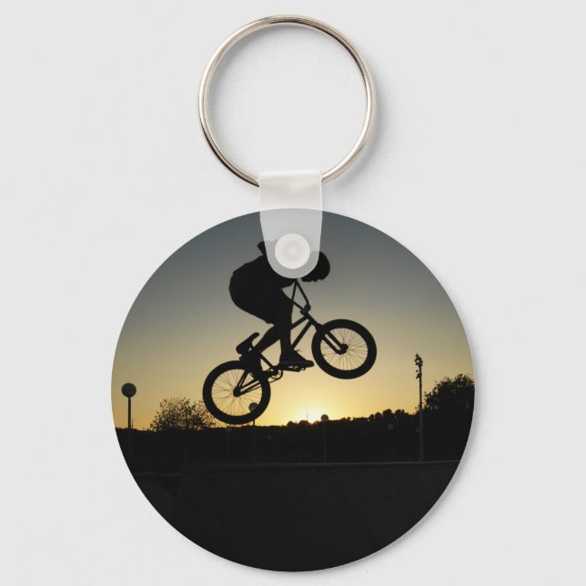 BMX bicycling freestyler stunt jump Key Ring (Front)