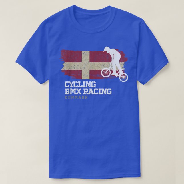BMX Bike Denmark Flag Biking Cycling Racing BMX323 T-Shirt (Design Front)