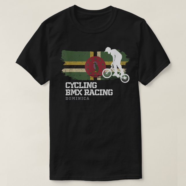 BMX Bike Dominica Flag Biking Cycling Racing BMX 3 T-Shirt (Design Front)