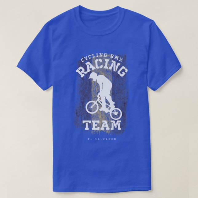 BMX Bike El Salvador Flag Biking Cycling Racing BM T-Shirt (Design Front)