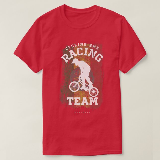 BMX Bike Ethiopia Flag Biking Cycling Racing BMX   T-Shirt (Design Front)