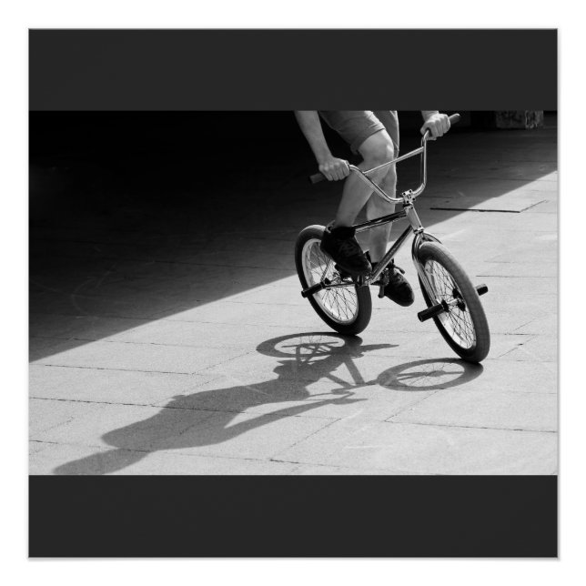 bmx bike grunge black white photograph poster (Front)