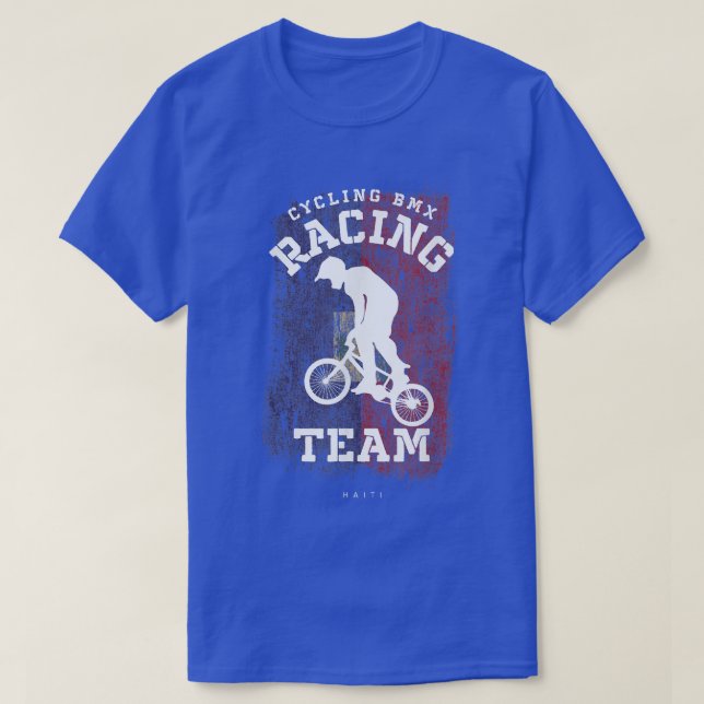 BMX Bike Haiti Flag Biking Cycling Racing BMX  T-Shirt (Design Front)