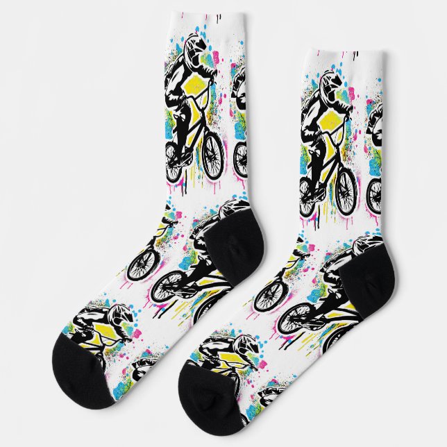 Bmx Bike Racing - Bmx Biking Socks - Bmx Freestyle (Left)