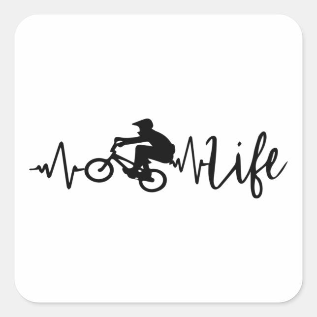 BMX Bike Rider Life Heartbeat Square Sticker (Front)