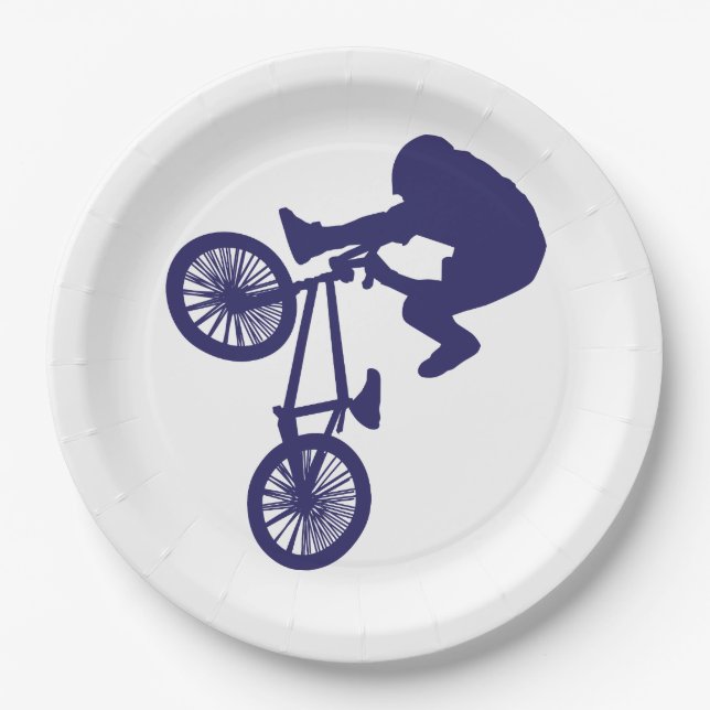 BMX Bike Rider Paper Plate (Front)