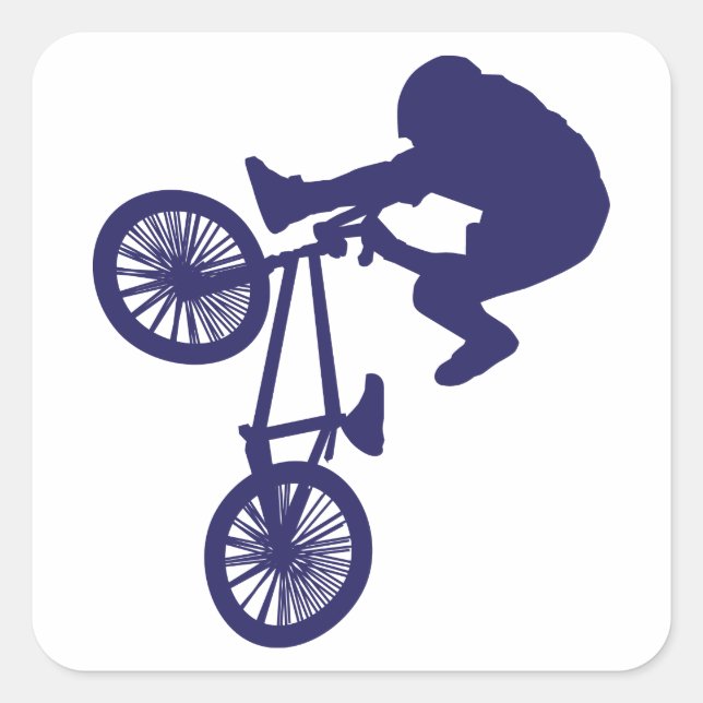 BMX Bike Rider Square Sticker (Front)