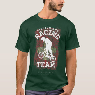 BMX Bike Switzerland Flag Biking Cycling Racing BM T-Shirt