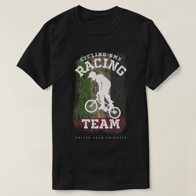 BMX Bike United Arab Emirates Flag Biking Cycling  T-Shirt (Design Front)