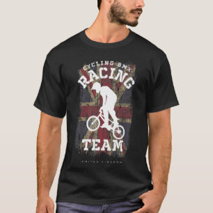 BMX Bike United Kingdom Flag Biking Cycling Racing T-Shirt