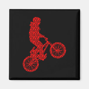 Bmx Biker Bicycle Valentine Hearts Love Cute Silho Magnet