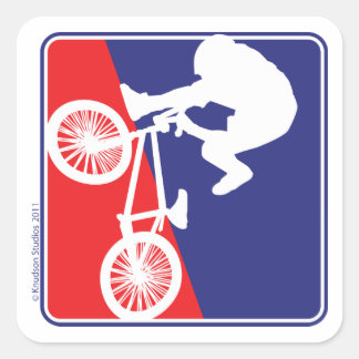 BMX Biker Red White and Blue Square Sticker