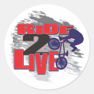 BMX Biker Ride to Live Classic Round Sticker