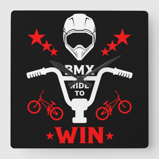 Bmx Bikers Freestyle Square Wall Clock (Front)