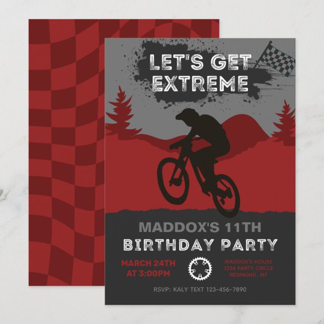 BMX Birthday Invitation | Bike Invitation (Front/Back)