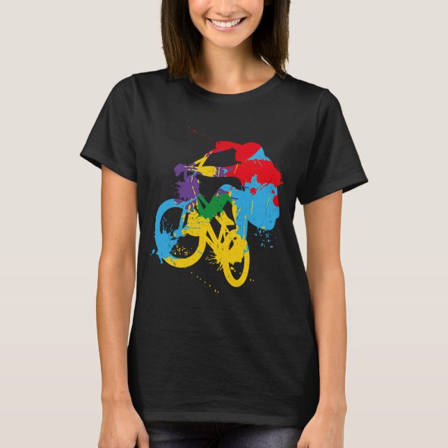 BMX colour bicycle fans bike biker BMX bicyclist v T-Shirt (Front)