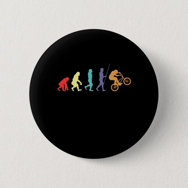 BMX Evolution Bicycle Cyclist Mountain Bike Gift 6 Cm Round Badge (Front)