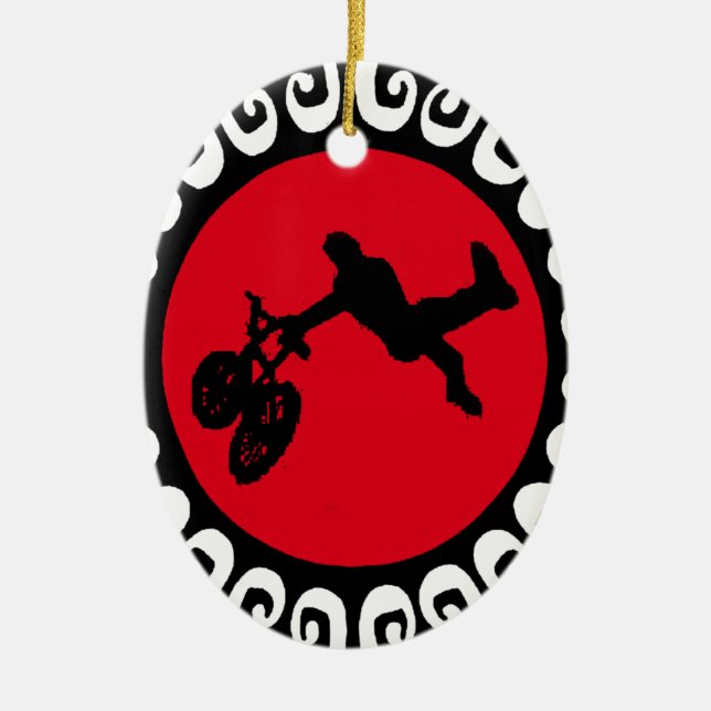 BMX FIRE REDDDDDD CERAMIC TREE DECORATION (Front)