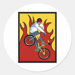 BMX Flames Classic Round Sticker