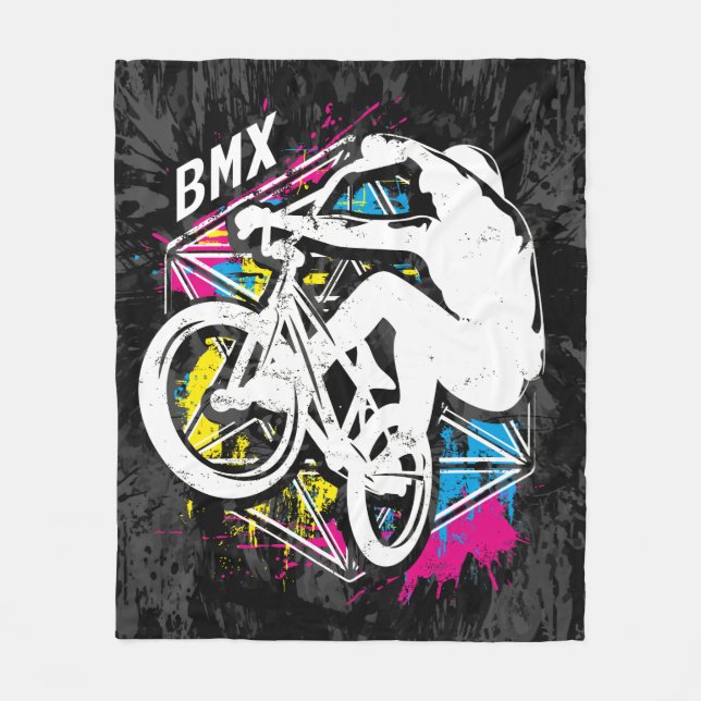 Bmx Flatland - Cool Bmx Fleece Blanket Grunge  (Front)