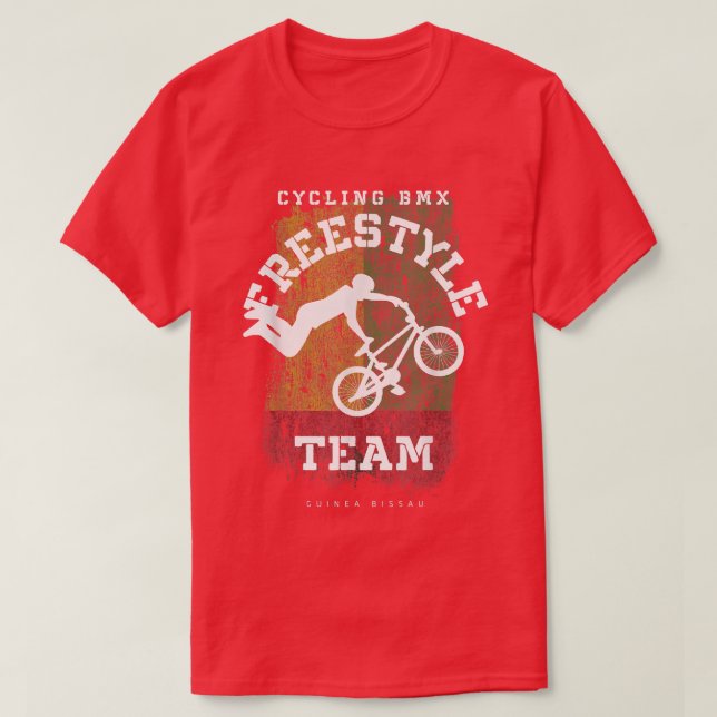 BMX Freestyle Bike Guinea Bissau Flag Biking Cycli T-Shirt (Design Front)