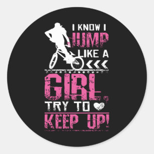 Bmx Freestyle Girl Classic Round Sticker
