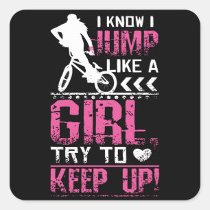 Bmx Freestyle Girl Square Sticker