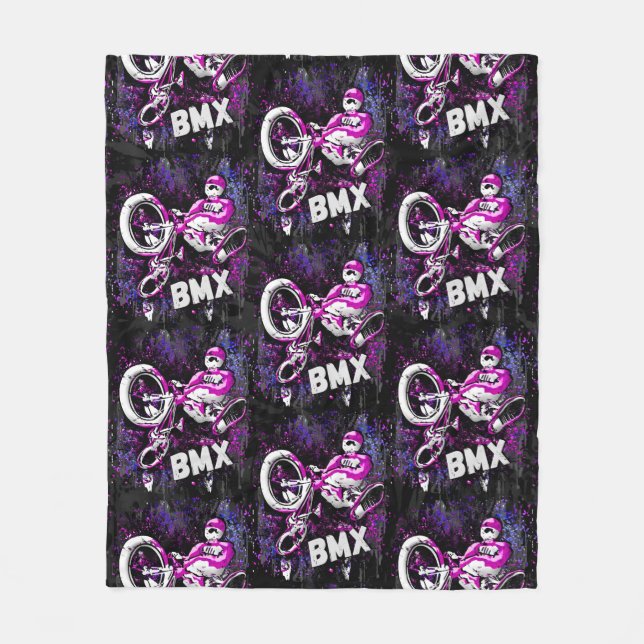 Bmx Freestyle Trick Jump - Bmx Fleece Blanket (Front)