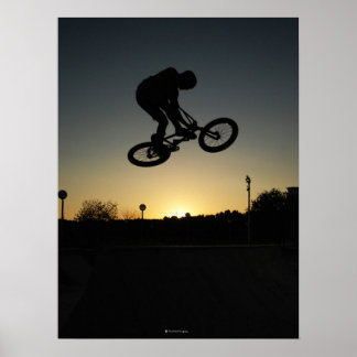 BMX freestyler stunt jump Poster