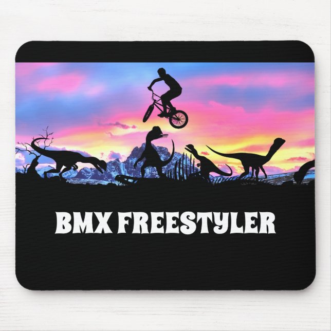 BMX Freestyler with Dinosaurs     Mouse Mat (Front)