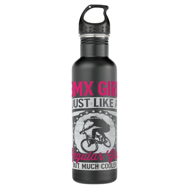 BMX Girl Motocross Bike Racing Bicycle Stunt Rider 710 Ml Water Bottle (Front)