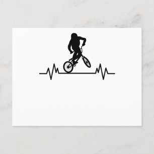 BMX Heartbeat Design Funny Rider Cycling Bike Gift Postcard