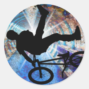 BMX in a Grunge Tunnel Classic Round Sticker