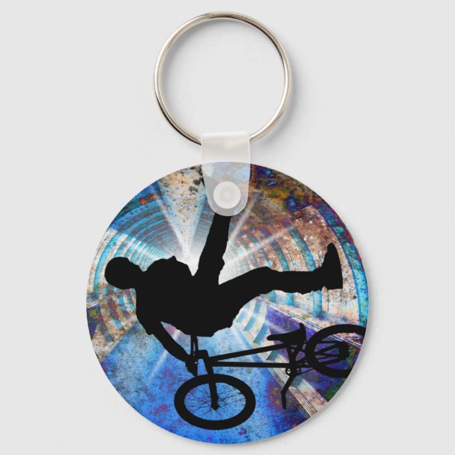 BMX in a Grunge Tunnel Key Ring (Front)