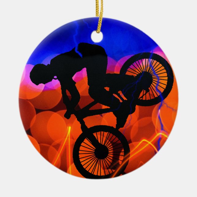 BMX in Light Crystals and Lightning Ceramic Tree Decoration (Front)