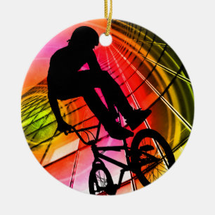 BMX in Lines & Circles Ceramic Tree Decoration
