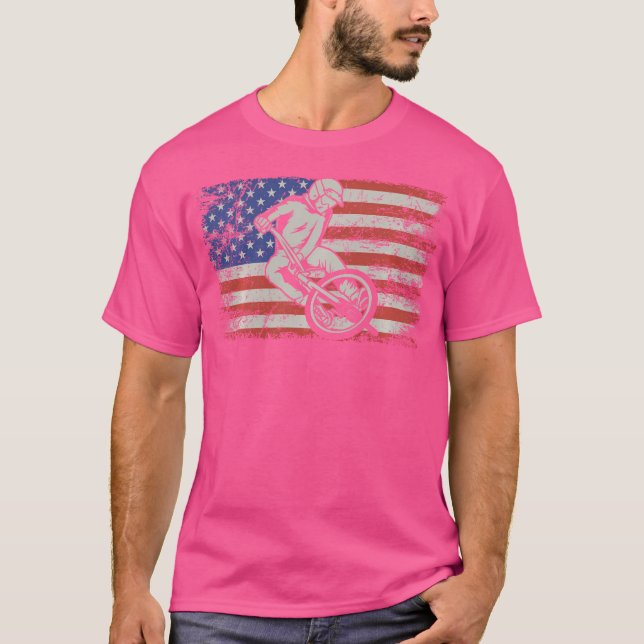 Bmx Lovers Bmx American Flag Bmx Riders T-Shirt (Front)