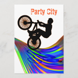 BMX on Rainbow Road Party Invitation