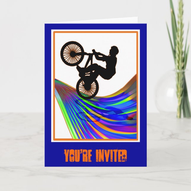 BMX on Rainbow Road Party Invitation (Front)