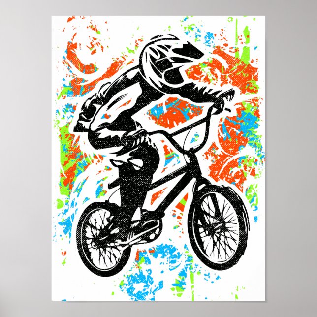 Bmx Poster - Colorful Bmx Bike Poster Print (Front)