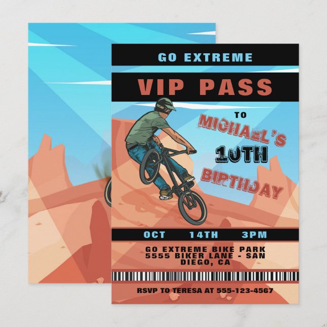 BMX Racing BIke Birthday Invitation (Front/Back)