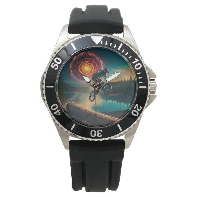 BMX Rider by a Forest Lake Watch (Front)