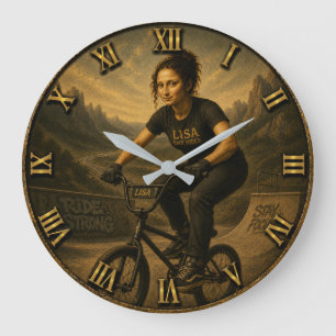 BMX Rider Funny Mona Lisa Cyclist Gift Large Clock