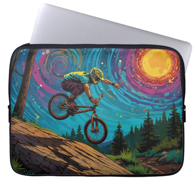 BMX Rider on Mountain Slope Laptop Sleeve (Front)