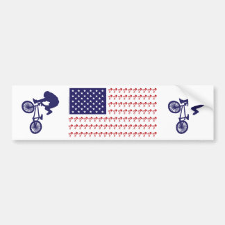 BMX Rider - Patriotic American Flag+ Bumper Sticker