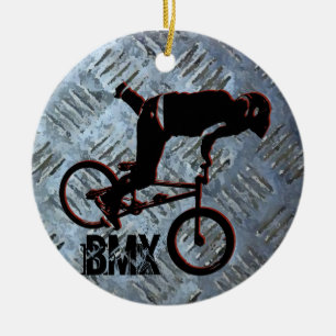 BMX Rules Christmas Ornament, Copyright Karen J Wi Ceramic Tree Decoration