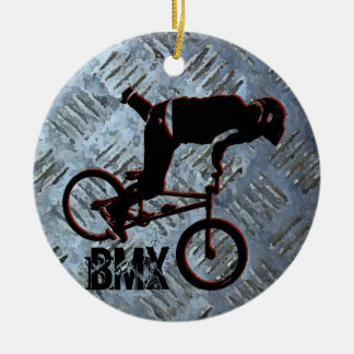 BMX Rules Christmas Ornament, Copyright Karen J Wi Ceramic Tree Decoration
