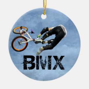BMX Rules Christmas Ornament, Copyright Karen J Wi Ceramic Tree Decoration